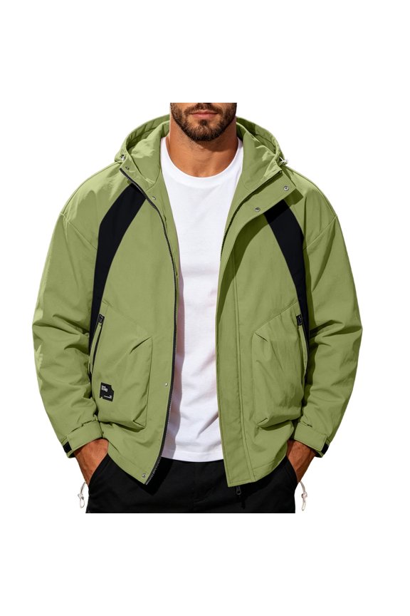 Men's Color-blocked Windproof Jacket Green M