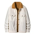 thumbnail image 1 of Timoontee Men's Corduroy Coats Fleece Lined Coat Casual Comfy Lapel Jacket Thickened Warm Coats Solid Snap Outerwear Coats Fall Winter Clothes White L, 1 of 4