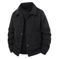 thumbnail image 1 of Timoontee Men's Corduroy Jacket Long Sleeve Lapel Collar Snap Jacket Coat Fall Winter Fleece Thickened Warm Coats Solid Pocket Outerwear Jacket Black XXXXXL, 1 of 8