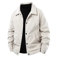 thumbnail image 1 of Timoontee Men's Corduroy Jacket Long Sleeve Lapel Collar Snap Jacket Coat Fall Winter Fleece Thickened Warm Coats Solid Pocket Outerwear Jacket White M, 1 of 8