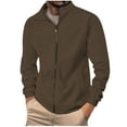 thumbnail image 1 of Timoontee Men's Corduroy Jacket Loose Long Sleeve Stand Collar Full Zip Jacket Lightweight Outdoor Casual Solid Pocket Jacket Coat Brown L, 1 of 8