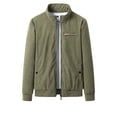 thumbnail image 1 of Timoontee Men's Corduroy Jacket Sherpa Lined Jacket Daily Casual Jacket Coat Long Sleeve Stand Collar Jacket Solid Zip Up Jacket Fall Winter Warm Coat Army Green XXXXXL, 1 of 2