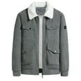 thumbnail image 1 of Timoontee Men's Corduroy Workwear Coats Fleece Lined Coat Casual Comfy Lapel Jacket Thickened Warm Coats Solid Zip Up Outerwear Coats Fall Winter Trendy Clothes Gray XXXXL, 1 of 4
