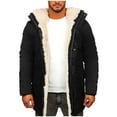 thumbnail image 1 of Timoontee Men's Cotton Coat Thickened Fleece Lined Warm Parka Winter Casual Comfy Windproof Hoodies Solid Zip Up Coat with Multi Pockets Black S, 1 of 4