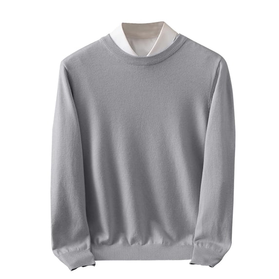 Timoontee Men's Crew Neck Sweater Long Sleeve Lightweight Kint Sweater Modern Fit Solid Pullover Sweater Fall Winter Casual Clothes Gray XL