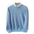 thumbnail image 1 of Timoontee Men's Crew Neck Sweater Long Sleeve Lightweight Kint Sweater Modern Fit Solid Pullover Sweater Fall Winter Casual Clothes Light Blue M, 1 of 6