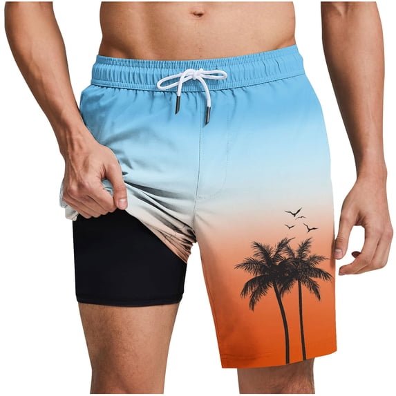 Timoontee Men's Daily Shorts 5 Inch Inseam Drawstring Closure Convenient Pocket Design Cool Touch Fabric Suitable Blue M