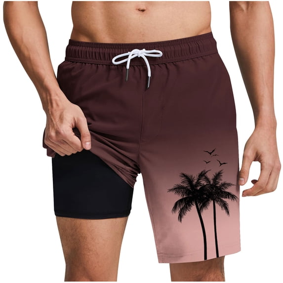 Timoontee Men's Daily Shorts 5 Inch Inseam Drawstring Closure Convenient Pocket Design Cool Touch Fabric Suitable Brown M