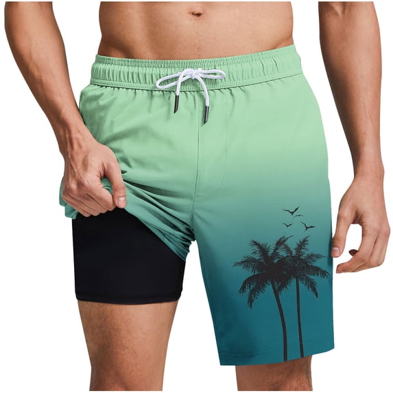 Timoontee Men's Daily Shorts 5 Inch Inseam Drawstring Closure Convenient Pocket Design Cool Touch Fabric Suitable Green L