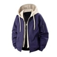 thumbnail image 1 of Timoontee Men's Fake Two-Piece Jacket Coat Casual Comfy Long Sleeve Zip Up Hooded Jacket Color Block Pockets Jacket Fall Trendy Outfits Purple S, 1 of 2