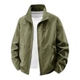 thumbnail image 1 of Timoontee Men's Fall Fashion Casual Jacket Long Sleeve Stand Collar Zip Up Jacket Coat Lightweight Solid Zip Pocket Hooded Jacket Army Green M, 1 of 9