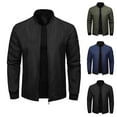 thumbnail image 1 of Timoontee Men's Fall Jacket Casual Stand Collar Jacket Solid Zip Up Jacket Lightweight Breathable Quick Dry Jacket for Hiking Running Workout Beige XXXL, 1 of 4