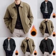 thumbnail image 1 of Timoontee Men's Fall Jacket Daily Casual Workout Jacket Long Sleeve Lapel Jacket Warm Thickened Jacket Solid Button Zip Up Jacket Coat Navy L, 1 of 10