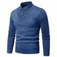 thumbnail image 1 of Timoontee Men's Fall Winter Faux Two-Piece Sweater Casual Comfy Knit Tops Solid Button Pullover Sweater Modern Fit Long Sleeve Sweater Navy XXXL, 1 of 8