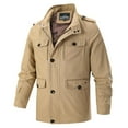 thumbnail image 1 of Timoontee Men's Fall Winter Jacket Casual Comfy Windproof Jacket Coat Long Sleeve Stand Collar Coats Solid Full Zip Outerwear with Multi Pockets Khaki XXXL, 1 of 8