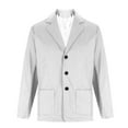 thumbnail image 1 of Timoontee Men's Fashion Corduroy Suit Jacket Solid Three Button Long Sleeve Blazer Casual Comfy Lapel Business Coats with Pocket White XXXXL, 1 of 7