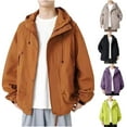 thumbnail image 1 of Timoontee Men's Fashion Jacket Casual Comfy Workwear Hooded Jacket Outdoor Travel Hiking Cycling Mountain Windbreaker Solid Zip Up Jacket Coat Green M, 1 of 5