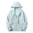thumbnail image 1 of Timoontee Men's Fashion Jacket Comfy Long Sleeve Hooded Jacket Coat Solid Pocket Full Zip Jacket Fall Casual Fleece Clothes Light Blue XXXXL, 1 of 7