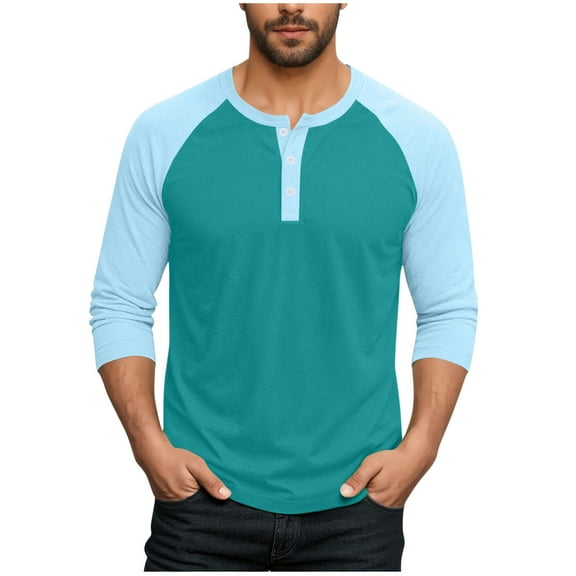 Timoontee Men's Fashion Shirts Long Sleeve Crew Neck Color Block Casual Tops Slim Fit Breathable Workout T-Shirts Army Green XXL