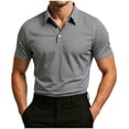 thumbnail image 1 of Timoontee Men's Fashion Short Sleeve Tee Collared Button Detail Printed Casual Durable All Season Easy Care Everyday Wear Black XXL, 1 of 8