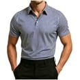 thumbnail image 1 of Timoontee Men's Fashion Short Sleeve Tee Collared Button Detail Printed Casual Durable All Season Easy Care Everyday Wear Blue XXL, 1 of 9