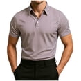 thumbnail image 1 of Timoontee Men's Fashion Short Sleeve Tee Collared Button Detail Printed Casual Durable All Season Easy Care Everyday Wear Brown XXXL, 1 of 9