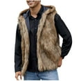 thumbnail image 1 of Timoontee Men's Faux Fur Tank Tops Fall Winter Fluffy Warm Vest Outwear Sleeveless Jacket Vest Fashion Casual Hoodie Waistcoat Coffee L, 1 of 9