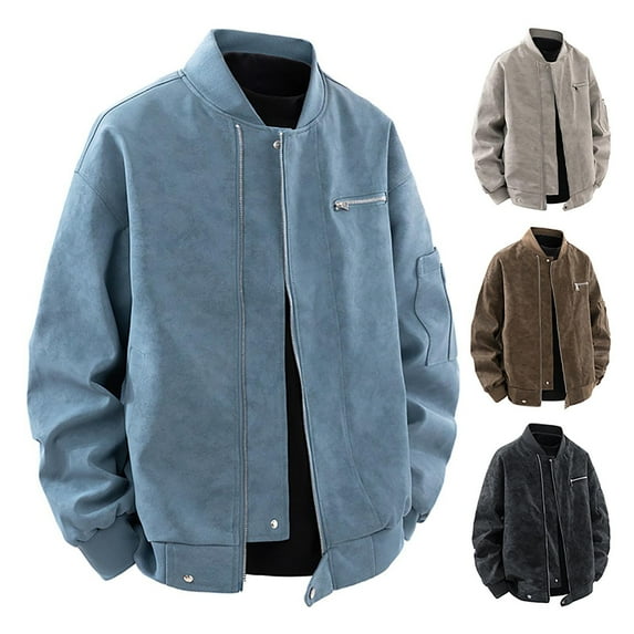 Timoontee Men's Faux Leather Jacket Daily Casual Jacket Long Sleeve Lapel Jacket Solid Zip Up Jacket Vintage Workwear Jacket with Zip Pockets Black XXXL