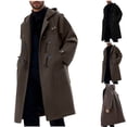 thumbnail image 1 of Timoontee Men's Faux Two-Piece Coat Fashion Long Trentch Coat Casual Long Sleeve Lapel Jacket Coat Fall Winter Long Overcoat Solid Double Breasted Pea Coat Coffee XXXL, 1 of 9