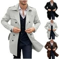 thumbnail image 1 of Timoontee Men's Faux Two-Piece Trentch Coat Fall Winter Long Overcoat Casual Long Sleeve Lapel Windbreaker Solid Full Zip Outerwear Khaki XL, 1 of 10
