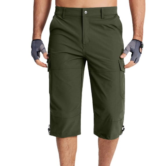 Timoontee Men's Fitness Shorts Knee Length Flexible Waistband Secure Storage Pockets Soft Comfortable Feel Ideal Green S