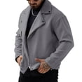 thumbnail image 1 of Timoontee Men's Fleece Jacket Outdoor Casual Windbreaker Long Sleeve Notched Collar Jacket Solid Zip Up Jacket Fall Spring Fashion Clothes Gray M, 1 of 4