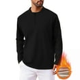 thumbnail image 1 of Timoontee Men's Fleece Lined Tops Spring Fall Warm Shirts Loungewear Shirt Casual Long Sleeve Stand Collar Shirts Solid Quarter Zip Pullover Black XL, 1 of 7