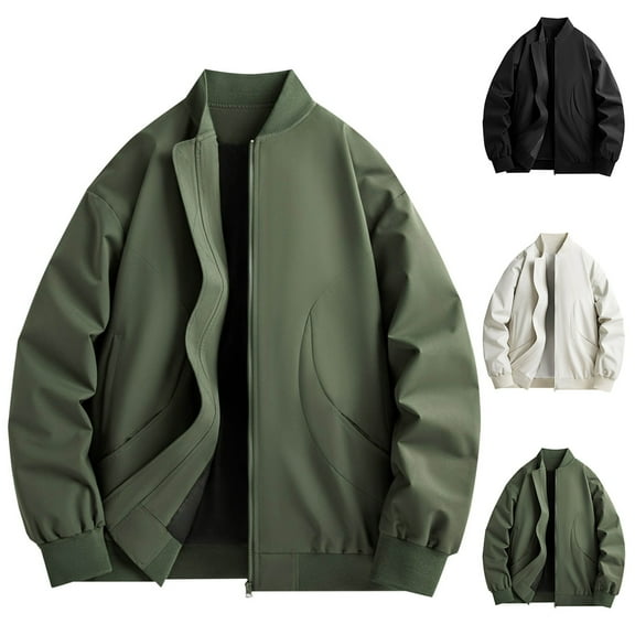 Timoontee Men's Flight Jacket Long Sleeve Stand Collar Jacket Coat Daily Casual Jacket Solid Full Zip Jacket Lightweight Spring Fall Jacket Gray XXXXXL