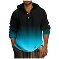 thumbnail image 1 of Timoontee Men's Gradient Color Hooded Sweatshirts Loose Long Sleeve Quarter Button Pullover Tops Fall Casual Lightweight Workout Sweatshirts Sky Blue XXL, 1 of 4