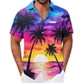 thumbnail image 1 of Timoontee Men's Hawaiian Print Button-front Turtleneck Shirt With Pockets Multicolor XXXXXL, 1 of 6
