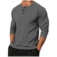 thumbnail image 1 of Timoontee Men's Henley Shirts Casual Long Sleeve Tops Solid Undershirts 1/4 Button Up Tees Lightweight Spring Summer Fall Shirts Dark Gray XXXL, 1 of 5