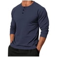 thumbnail image 1 of Timoontee Men's Henley Shirts Casual Long Sleeve Tops Solid Undershirts 1/4 Button Up Tees Lightweight Spring Summer Fall Shirts Navy M, 1 of 5