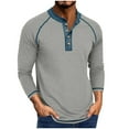 thumbnail image 1 of Timoontee Men's Henley Shirts Fall Winter Trendy Casual Tops Long Sleeve Quarter Button Pullover Blouses Loose Solid Workout Tops Gray XXL, 1 of 7