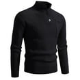 thumbnail image 1 of Timoontee Men's High Neck Sweater Long Sleeve Rib Knit Sweaters Solid Quarter Button Pullover Fall Winter Casual Sweater with Pocket Black XXXL, 1 of 2