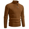 thumbnail image 1 of Timoontee Men's High Neck Sweater Long Sleeve Rib Knit Sweaters Solid Quarter Button Pullover Fall Winter Casual Sweater with Pocket Brown XL, 1 of 2