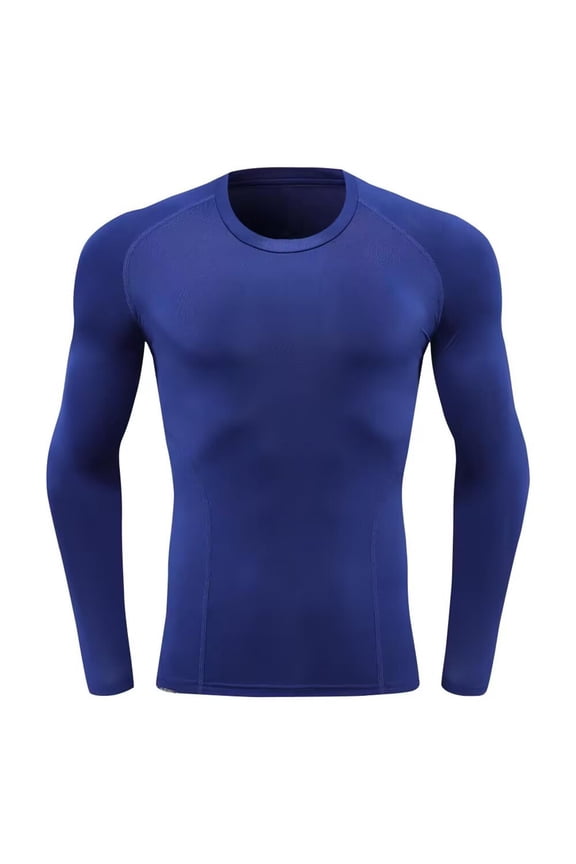 Men's High Stretch Shirts Long Sleeve Athletic Workout T-Shirts Lightweight Slim Fit Active Sport Baselayer Undershirt Gear Shirt Blue S