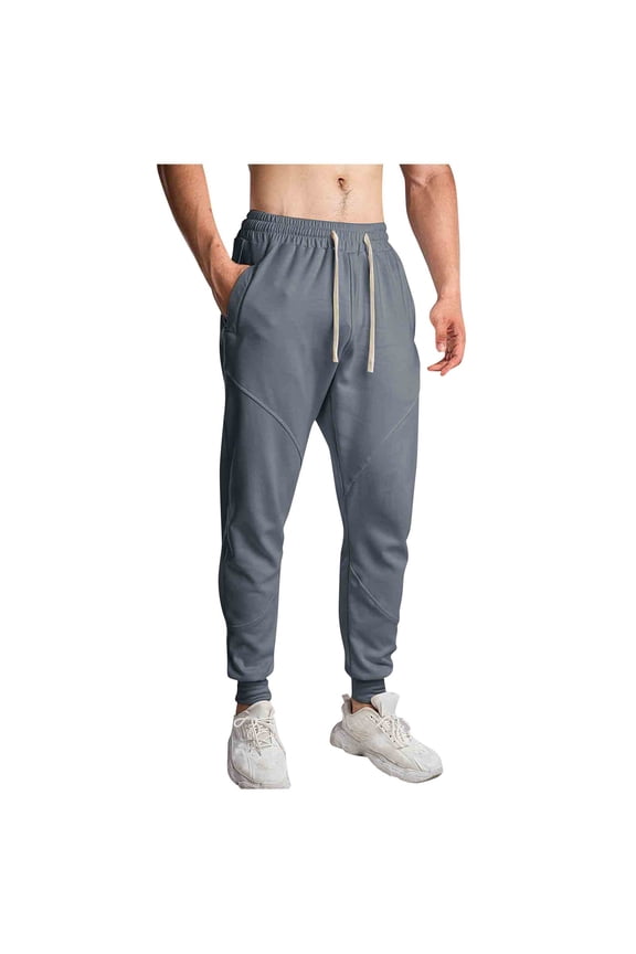 Men's High Stretch Sweatpants Breathable Mountain Running Workout Pants Casual Joggers Slim Straight Pants Drawstring Elastic Waist Joggers Dark Gray M