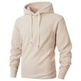 thumbnail image 1 of Timoontee Men's Hooded Sweatshirts Casual Long Sleeve Hoodies Fall Outdoor Trendy Workout Pullover Tops Lightweight Solid Sweatshirts Beige L, 1 of 9
