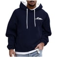 thumbnail image 1 of Timoontee Men's Hooded Sweatshirts Casual Long Sleeve Pullover Tops Fall Winter Classic Warm Hoodies Solid Color Pocket Sweatshirts Navy XL, 1 of 5