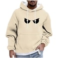thumbnail image 1 of Timoontee Men's Hooded Sweatshirts Loose Fit Long Sleeve Eye-Shaped Print Tops Fall Winter Warm Hoodies Solid Pocket Drawstring Sweatshirts Beige XL, 1 of 5