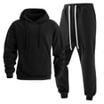 thumbnail image 1 of Timoontee Men's Hoodie Tracksuits Long Sleeve Pullover Sweatshirts with Drawstring Elastic Waist Joggers Casual Fall Winter Fleece Warm Clothes 2 Piece Set Black XXL, 1 of 6