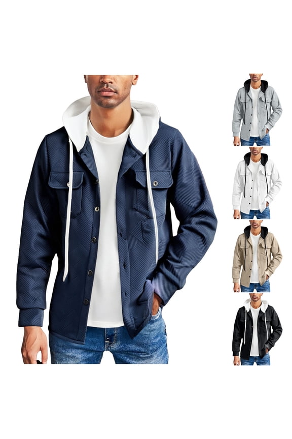 Men's Hoodies Casual Long Sleeve Hoodie Jacket Solid Rib Knit Button Down Jacket Outdoor Travel Hiking Mountain Workout Jacket Gray L