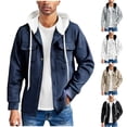 thumbnail image 1 of Timoontee Men's Hoodies Casual Long Sleeve Hoodie Jacket Solid Rib Knit Button Down Jacket Outdoor Travel Hiking Mountain Workout Jacket Navy XXL, 1 of 10