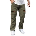 thumbnail image 1 of Timoontee Men's Ice Scik Pants Modern Fit Stretch Casual Sweatpants Elastic Waist Drawstring Quick Dry Solid Zipper Pockets Pants Green XXL, 1 of 5